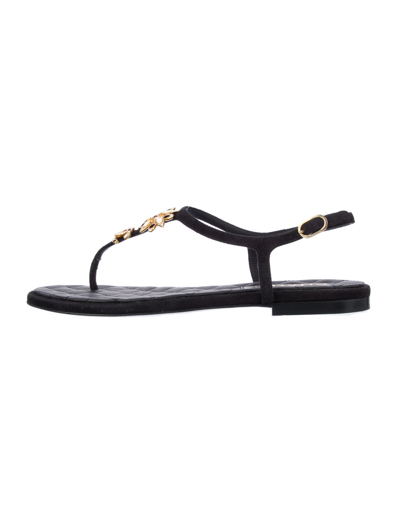 Chanel 2023 Interlocking CC Logo T-Strap Sandals