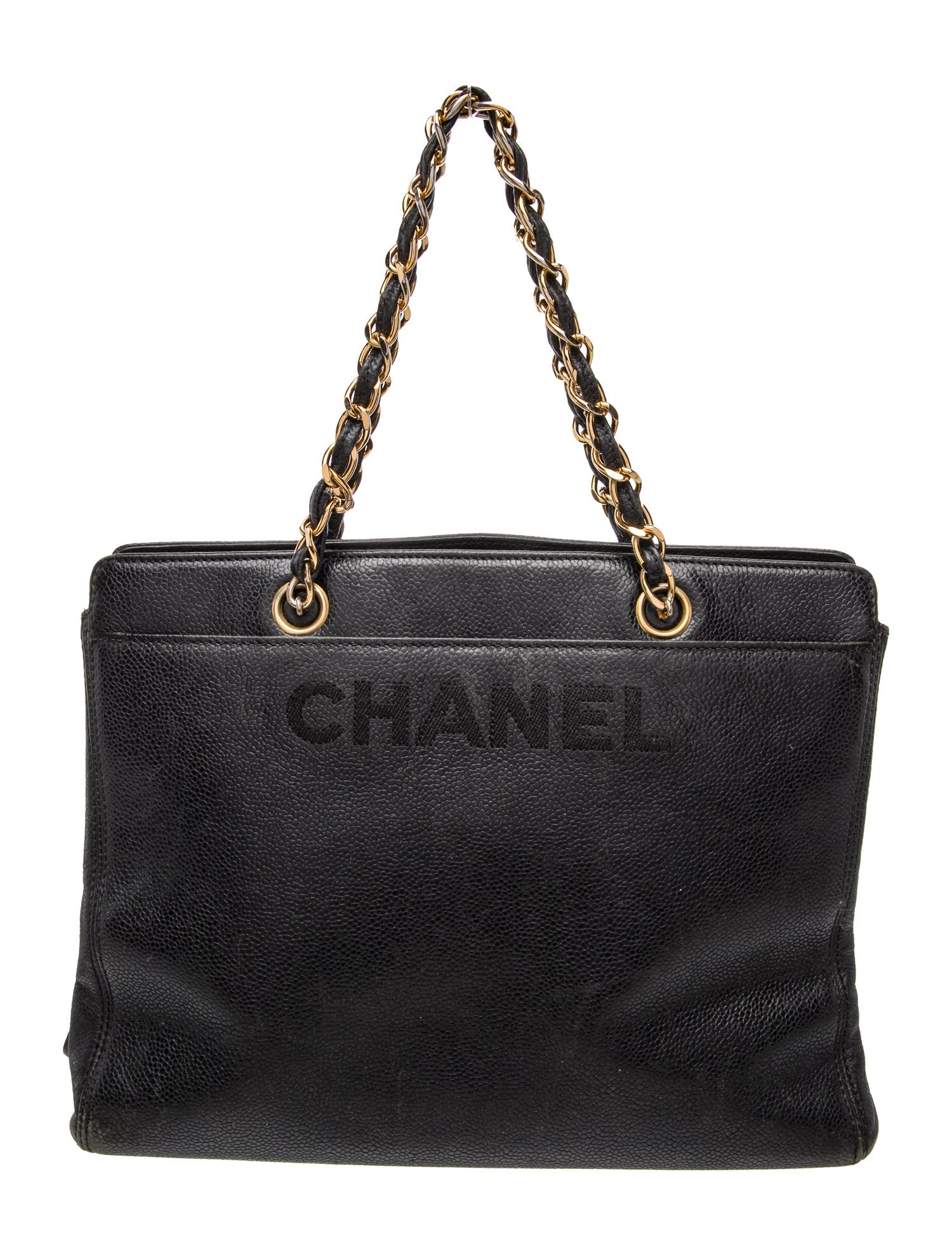 Chanel Caviar Logo Chain Tote