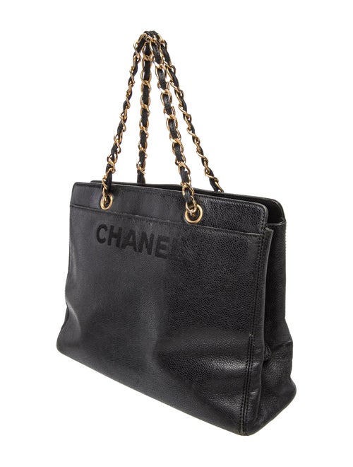Chanel Caviar Logo Chain Tote
