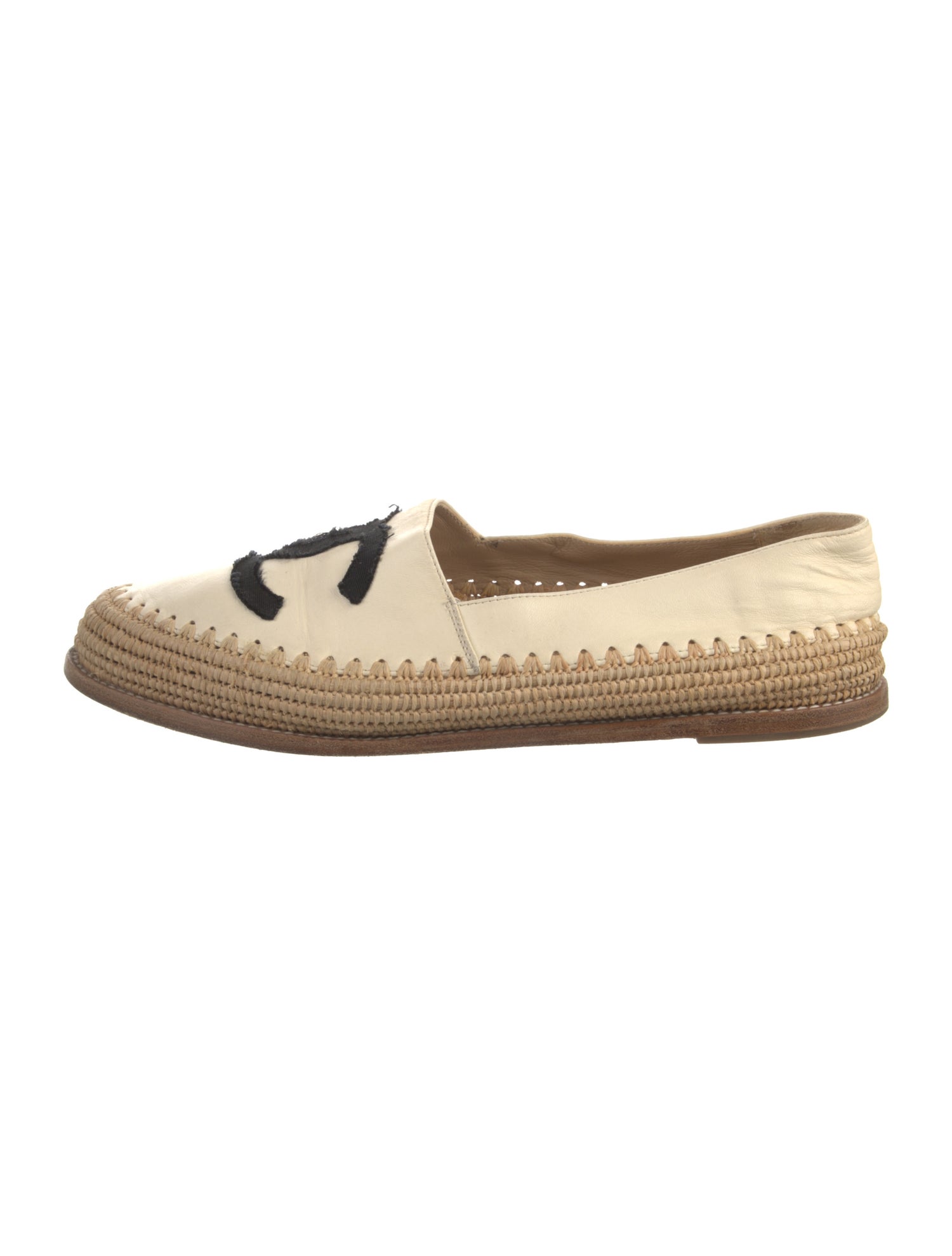 Chanel Interlocking CC Logo Leather Espadrilles