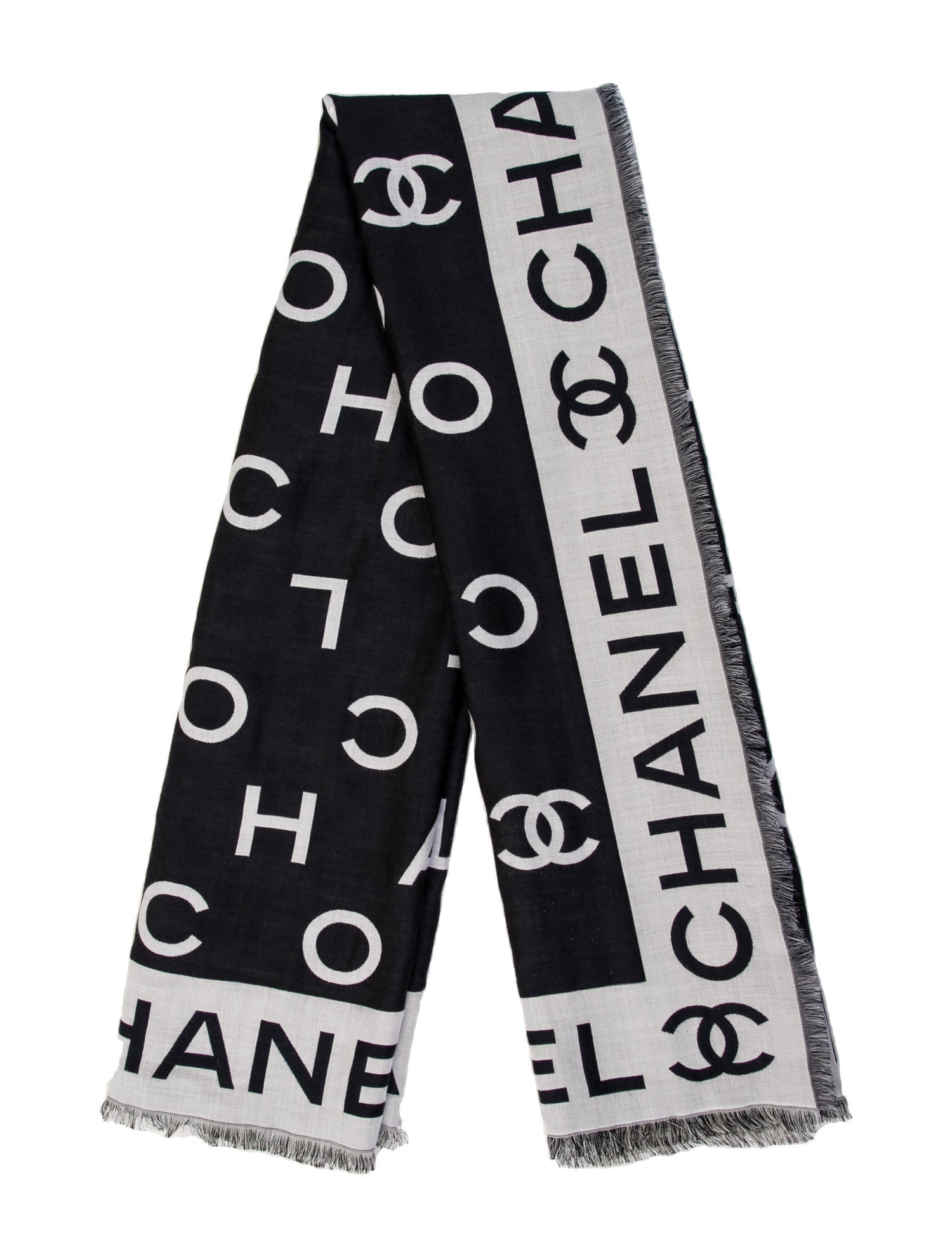 Chanel Silk Interlocking CC Logo Scarf