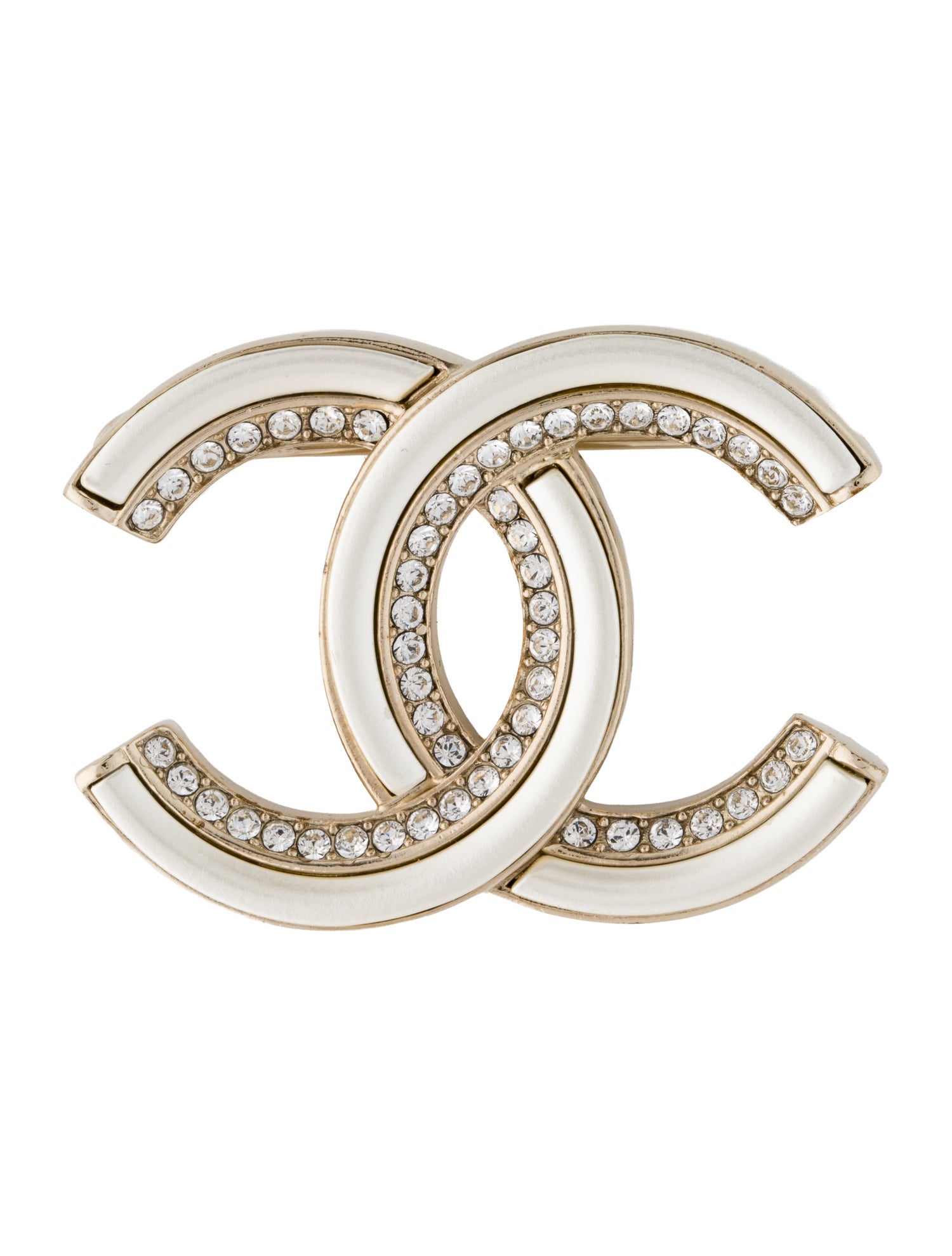 Chanel Faux Pearl & Strass CC Brooch