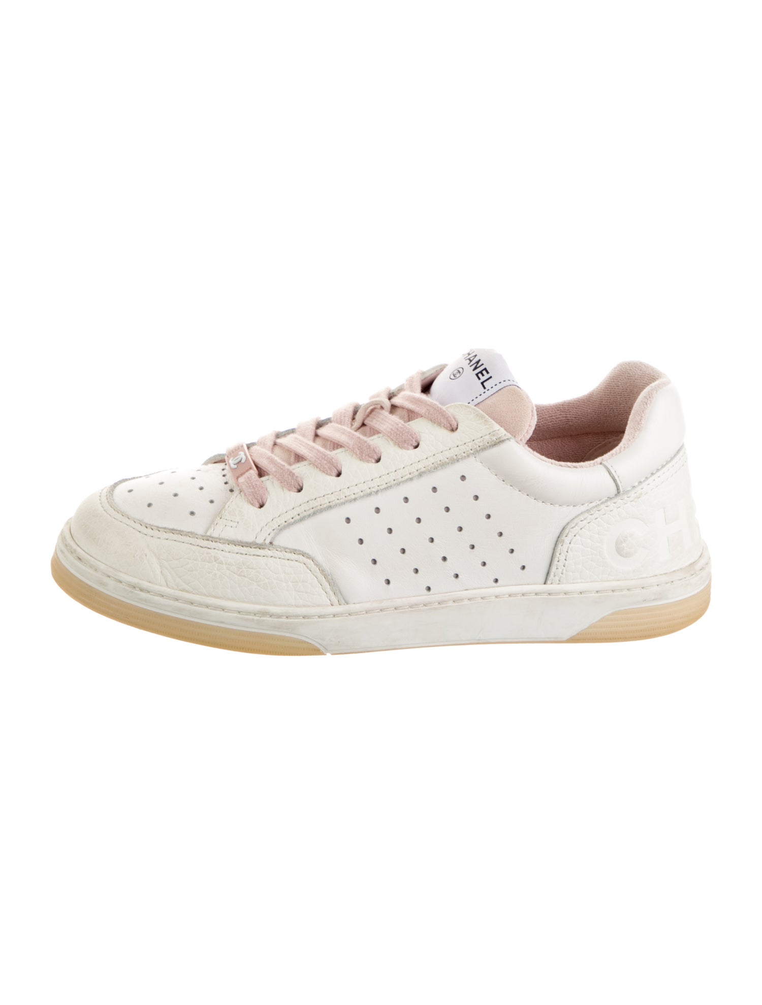 Chanel Interlocking CC Logo Leather Sneakers