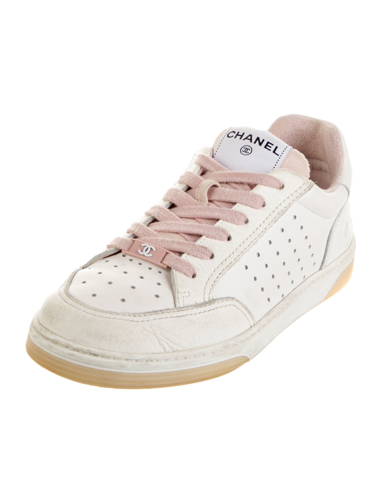 Chanel Interlocking CC Logo Leather Sneakers
