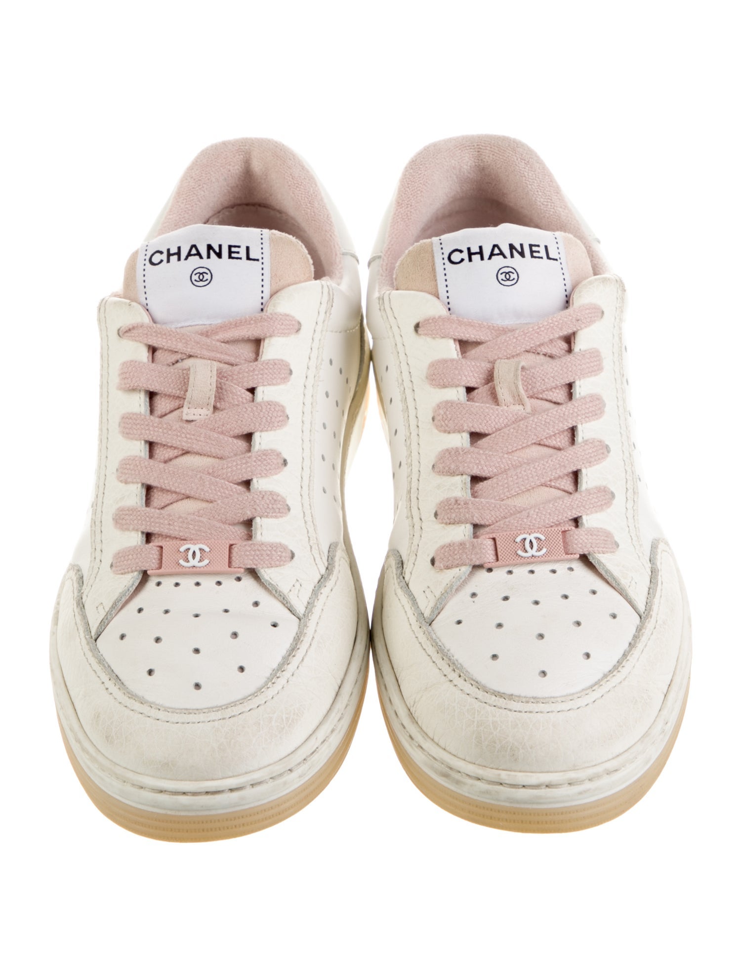 Chanel Interlocking CC Logo Leather Sneakers