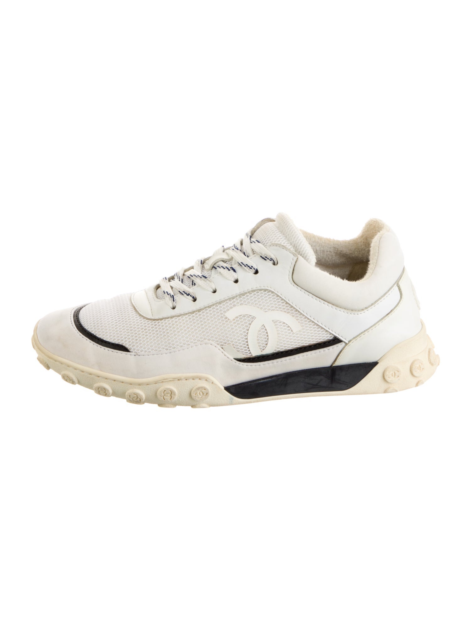 Chanel Interlocking CC Logo Leather Athletic Sneakers