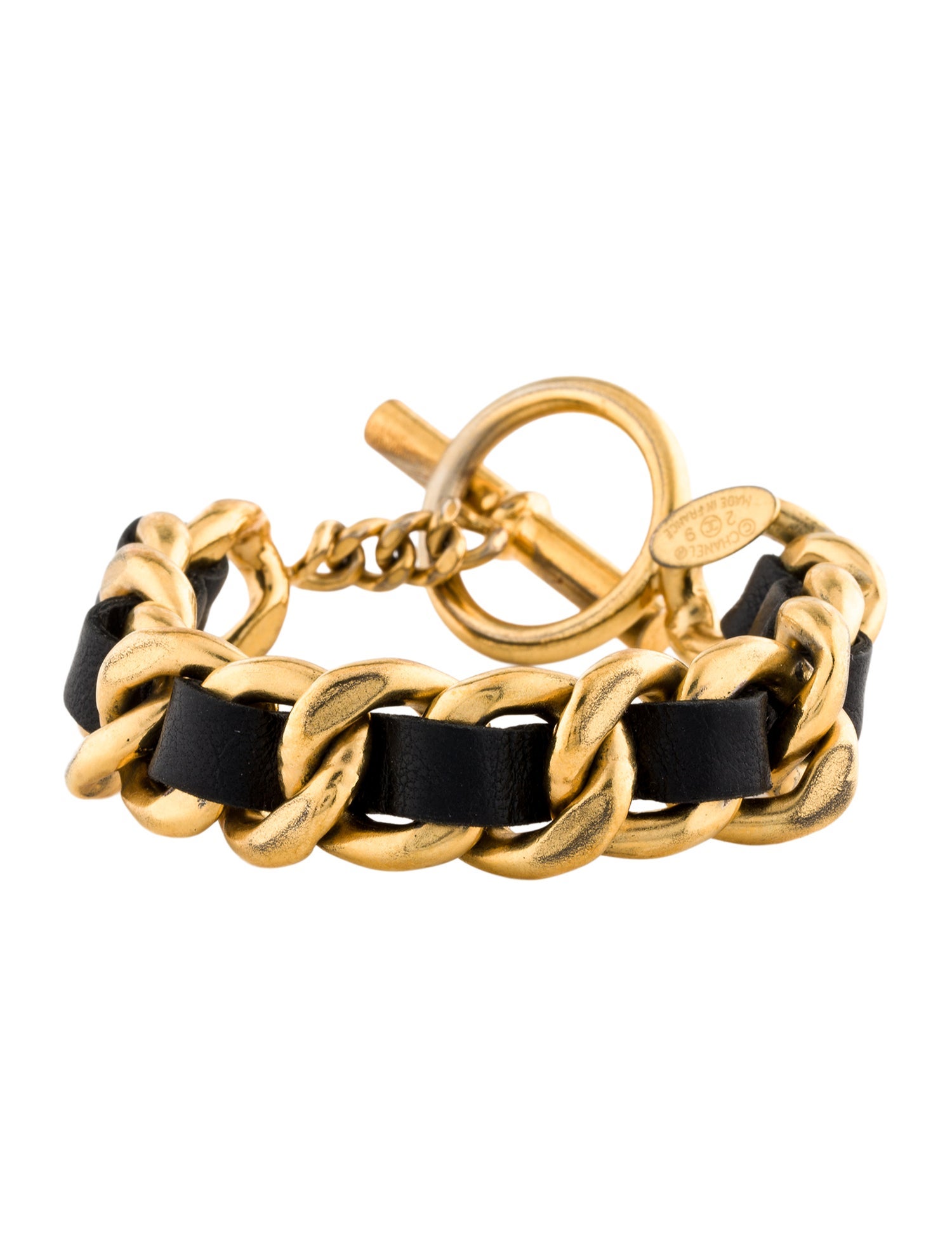 Chanel Vintage Leather Woven Link Bracelet