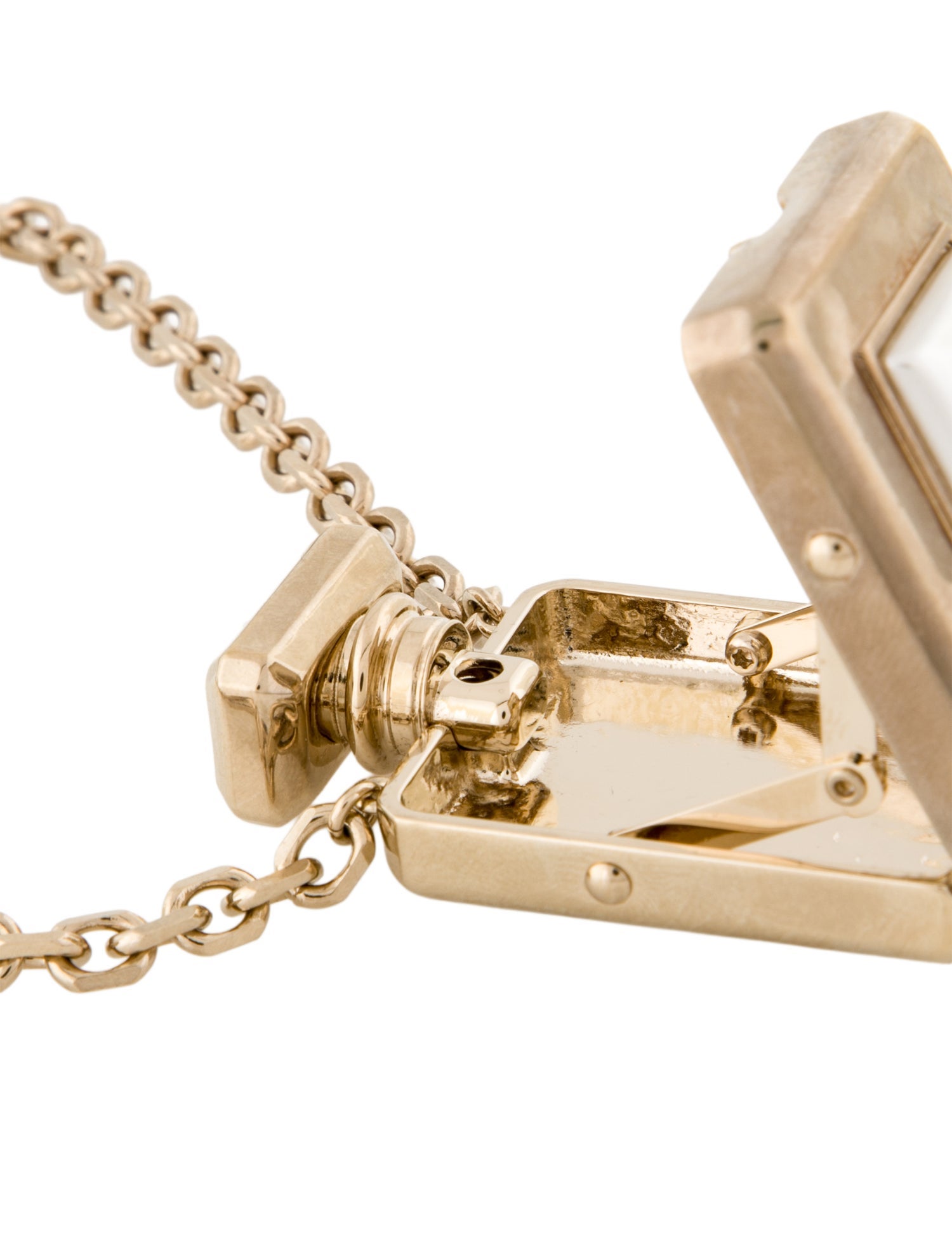 Chanel 2022 Faux Pearl CC Perfume Bottle Locket Long Pendant Necklace