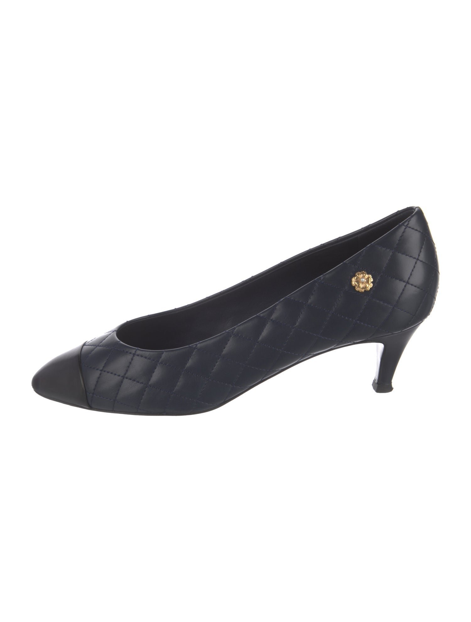 Chanel Camellia Accent Leather Pumps