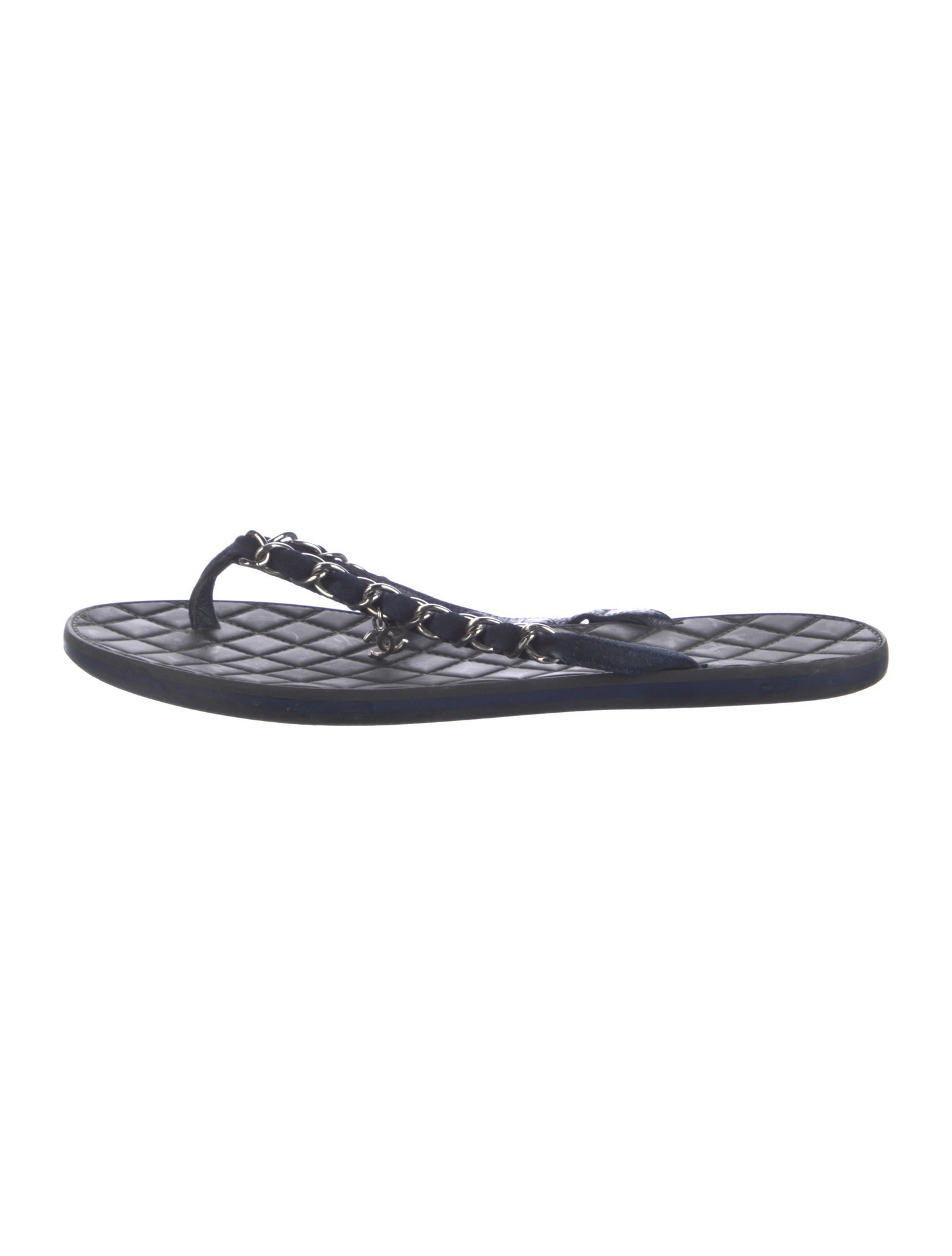 Chanel Interlocking CC Logo Rubber Flip Flops