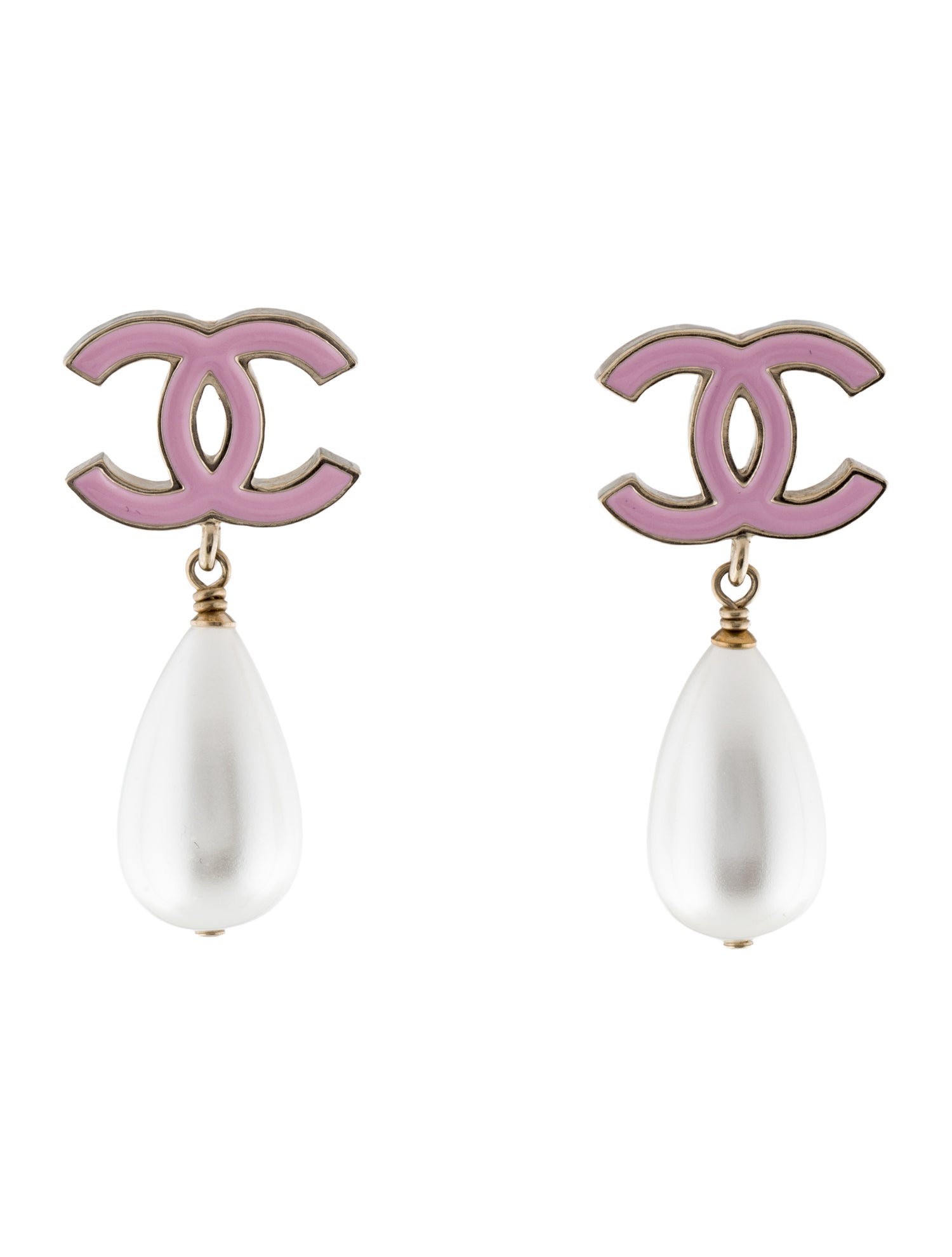 Chanel 2025 Faux Pearl & Resin CC Logo Drop Earrings