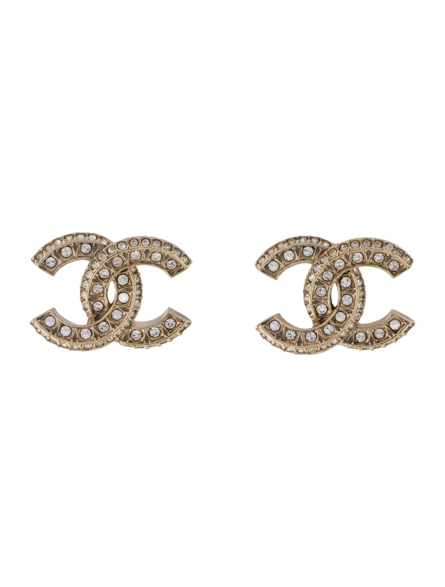 Chanel 2023 Strass CC Logo Stud Earrings