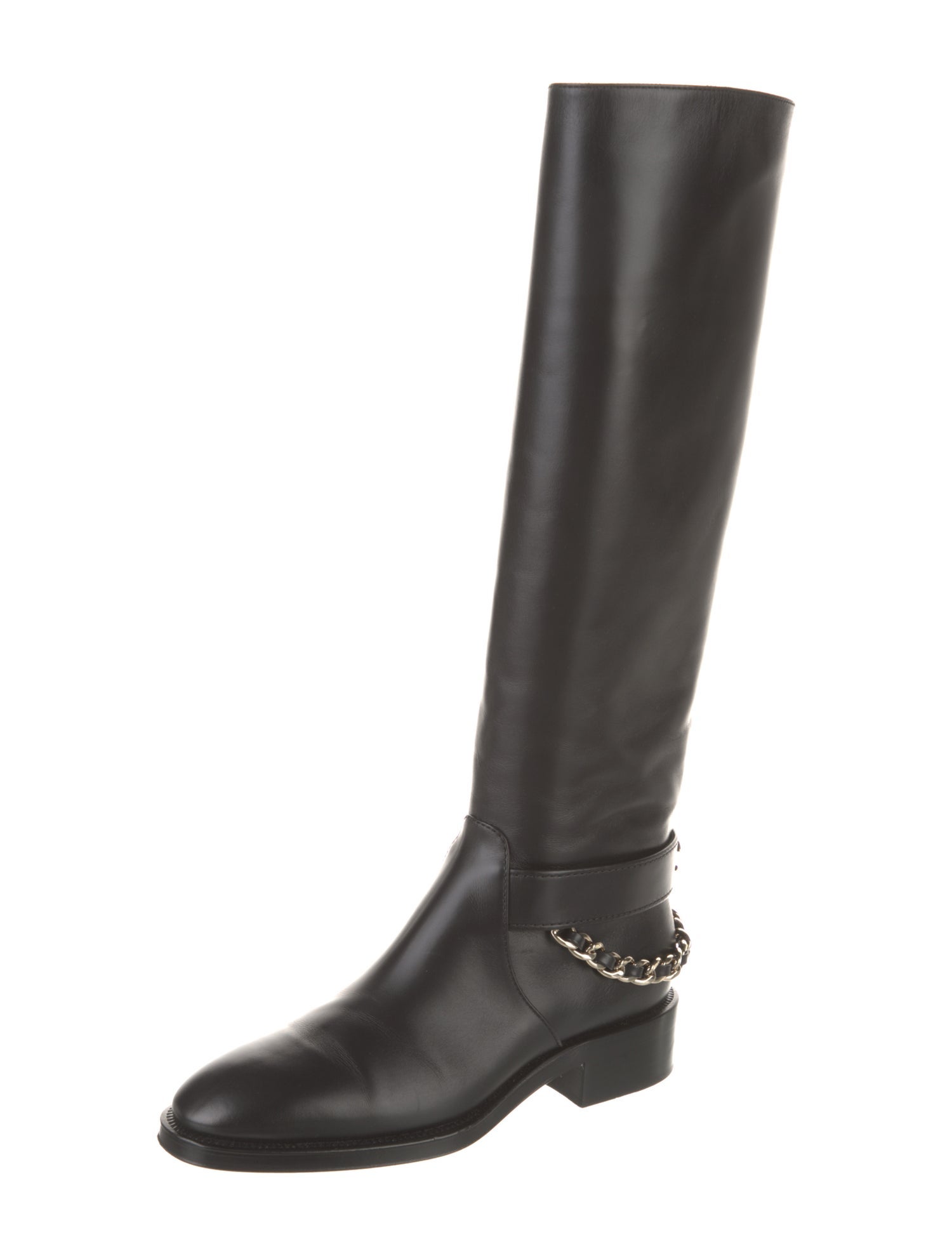 Chanel Interlocking CC Logo Leather Riding Boots