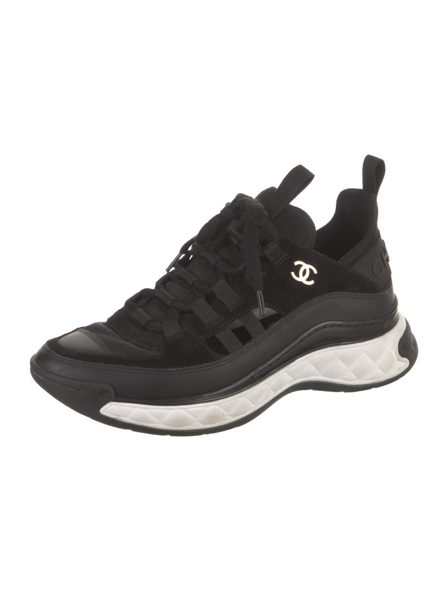 Chanel Interlocking CC Logo Suede Athletic Sneakers
