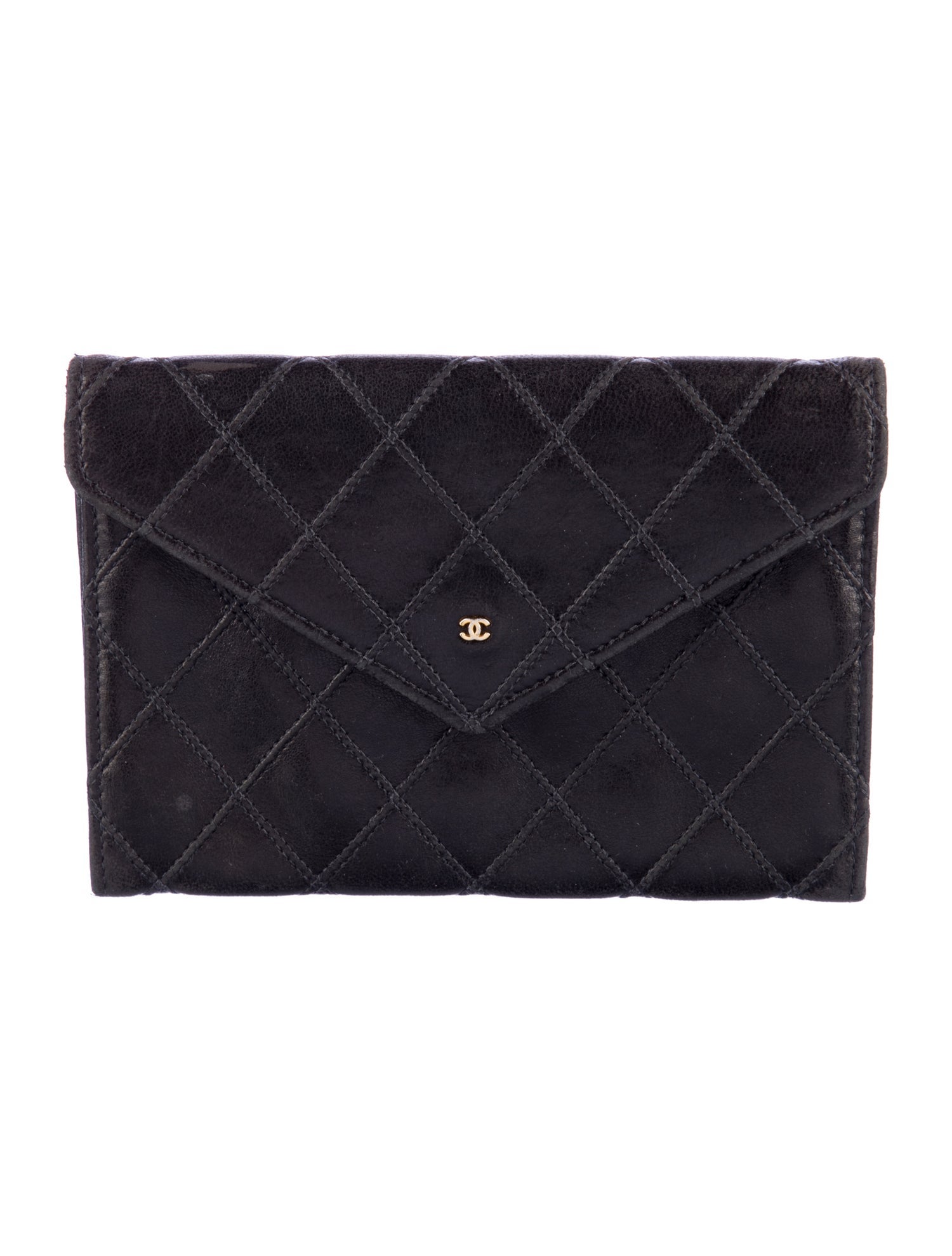 Chanel Diamond Stitch Envelope Interlocking CC Logo Wallet