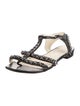 Chanel Interlocking CC Logo Leather T-Strap Sandals