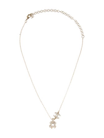 Chanel 2025 Strass Clover CC Pendant Necklace