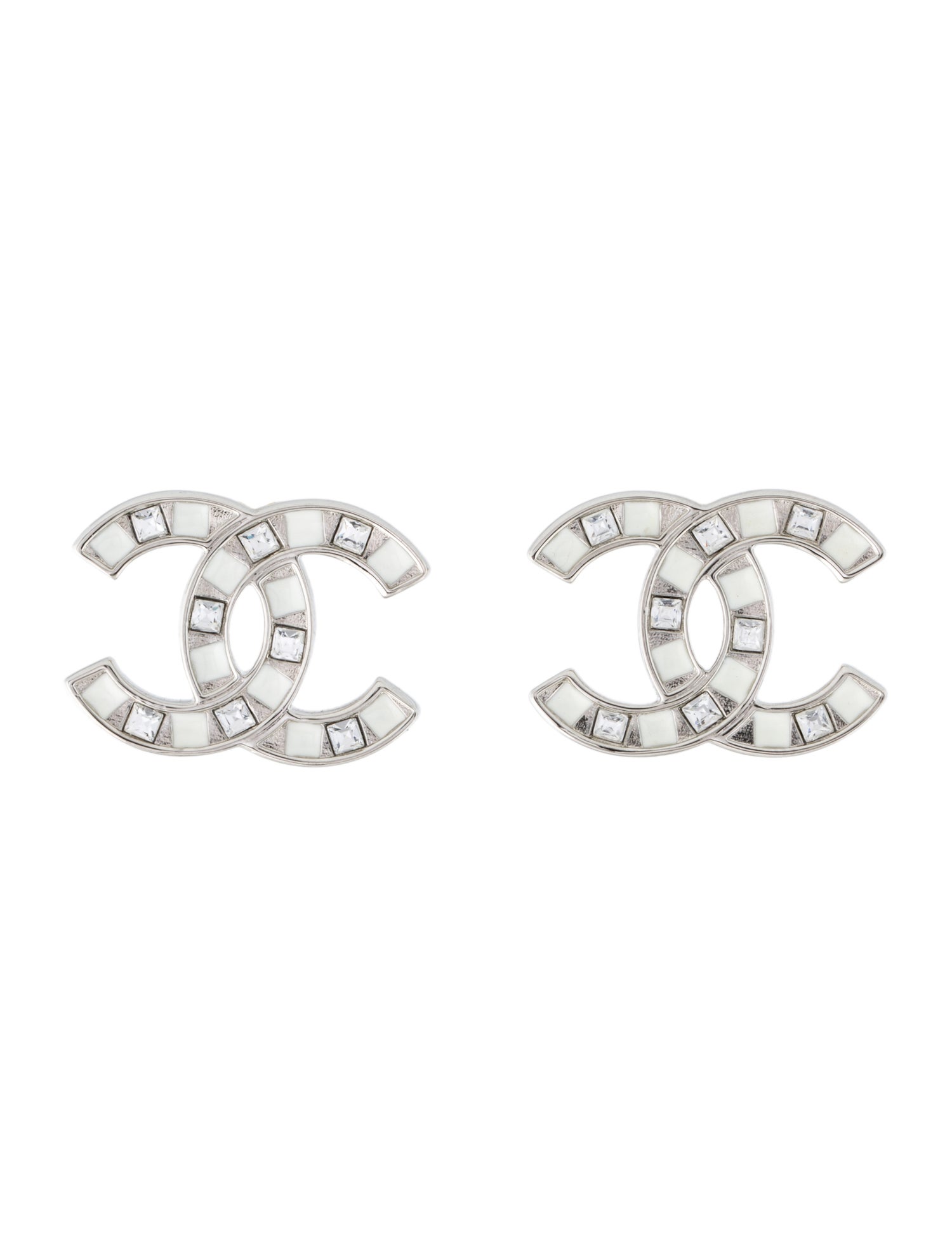 Chanel 2025 Resin & Strass CC Logo Stud Earrings