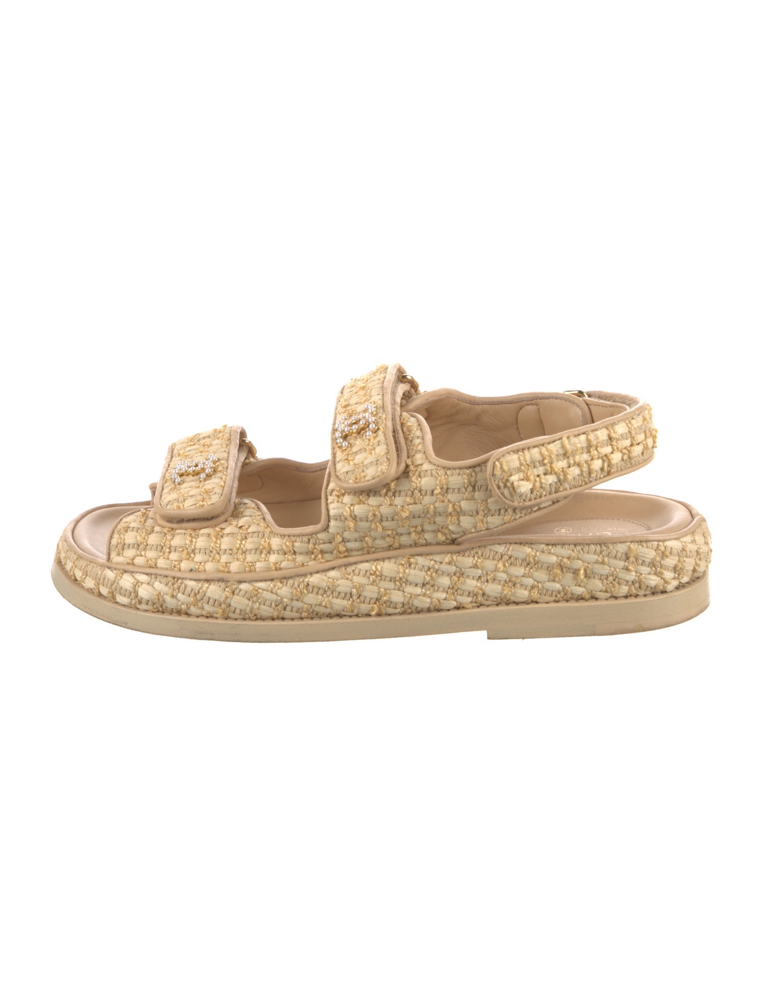 Chanel Interlocking CC Logo Raffia Espadrilles