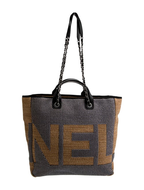 Chanel Raffia Maxi Deauville Shopping Tote