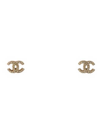 Chanel Strass CC Stud Earrings
