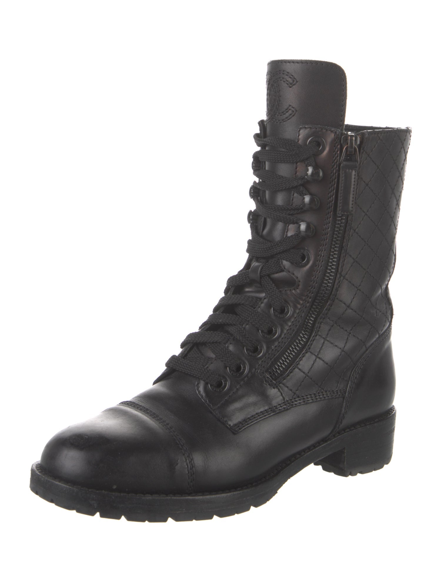 Chanel 2013 Interlocking CC Logo Combat Boots