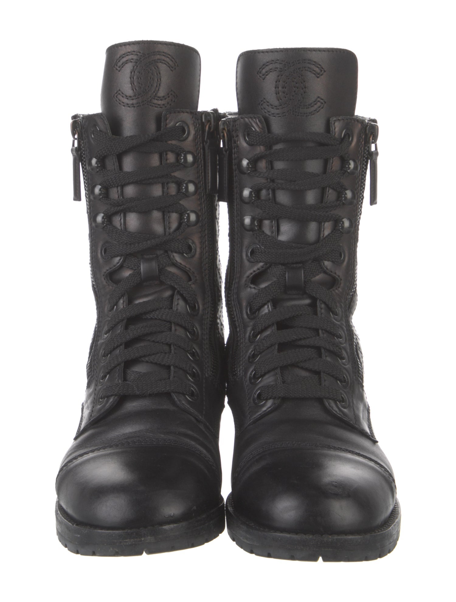 Chanel 2013 Interlocking CC Logo Combat Boots