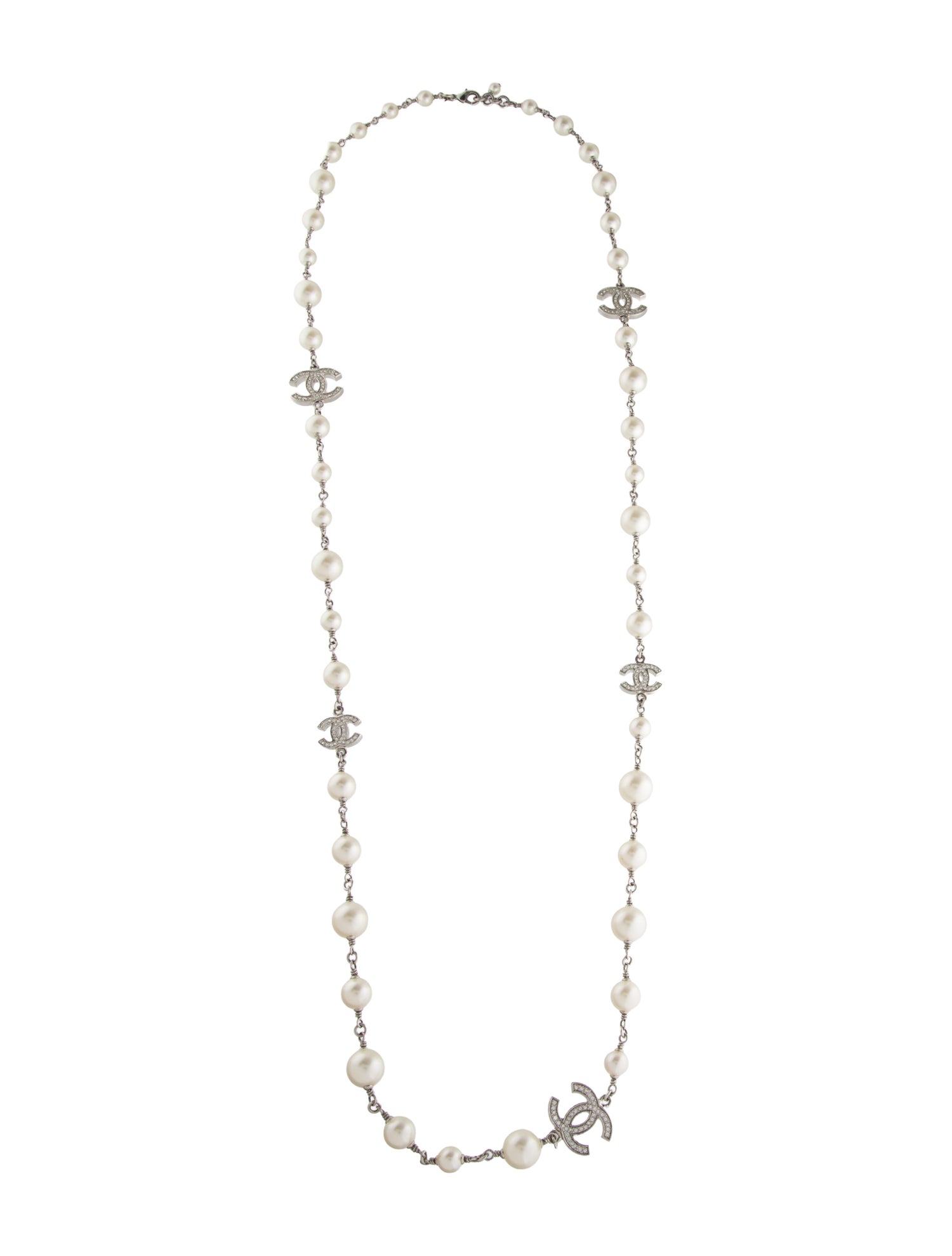 Chanel Faux Pearl & Strass Long Necklace