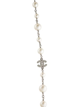 Chanel Faux Pearl & Strass Long Necklace
