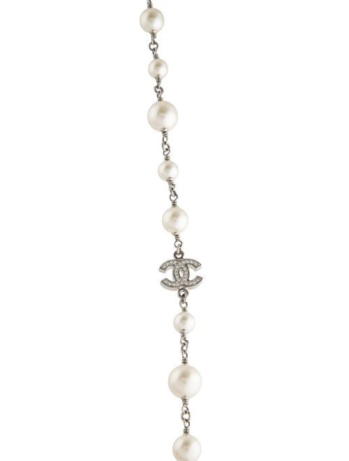 Chanel Faux Pearl & Strass Long Necklace