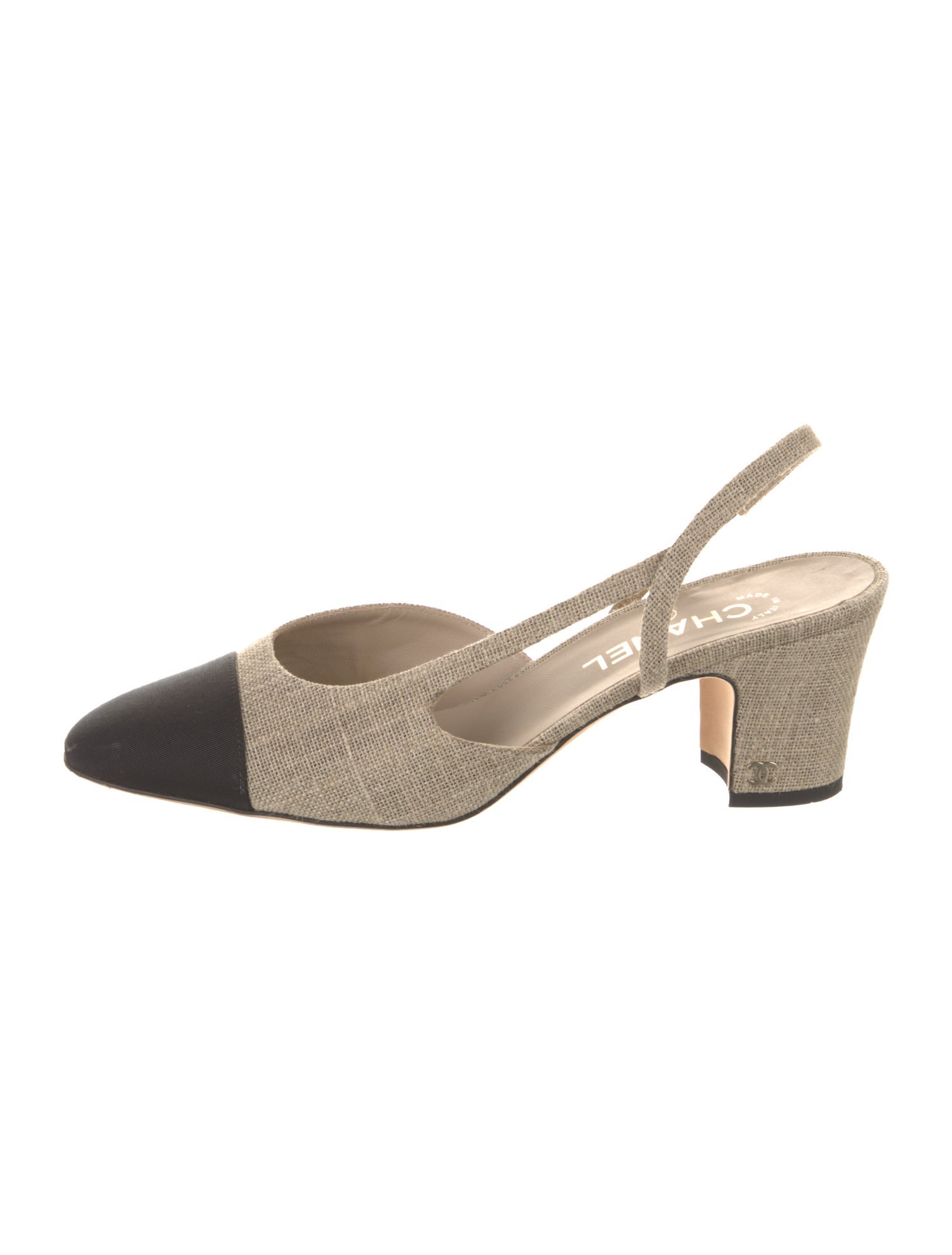 Chanel Interlocking CC Logo Canvas Slingback Pumps