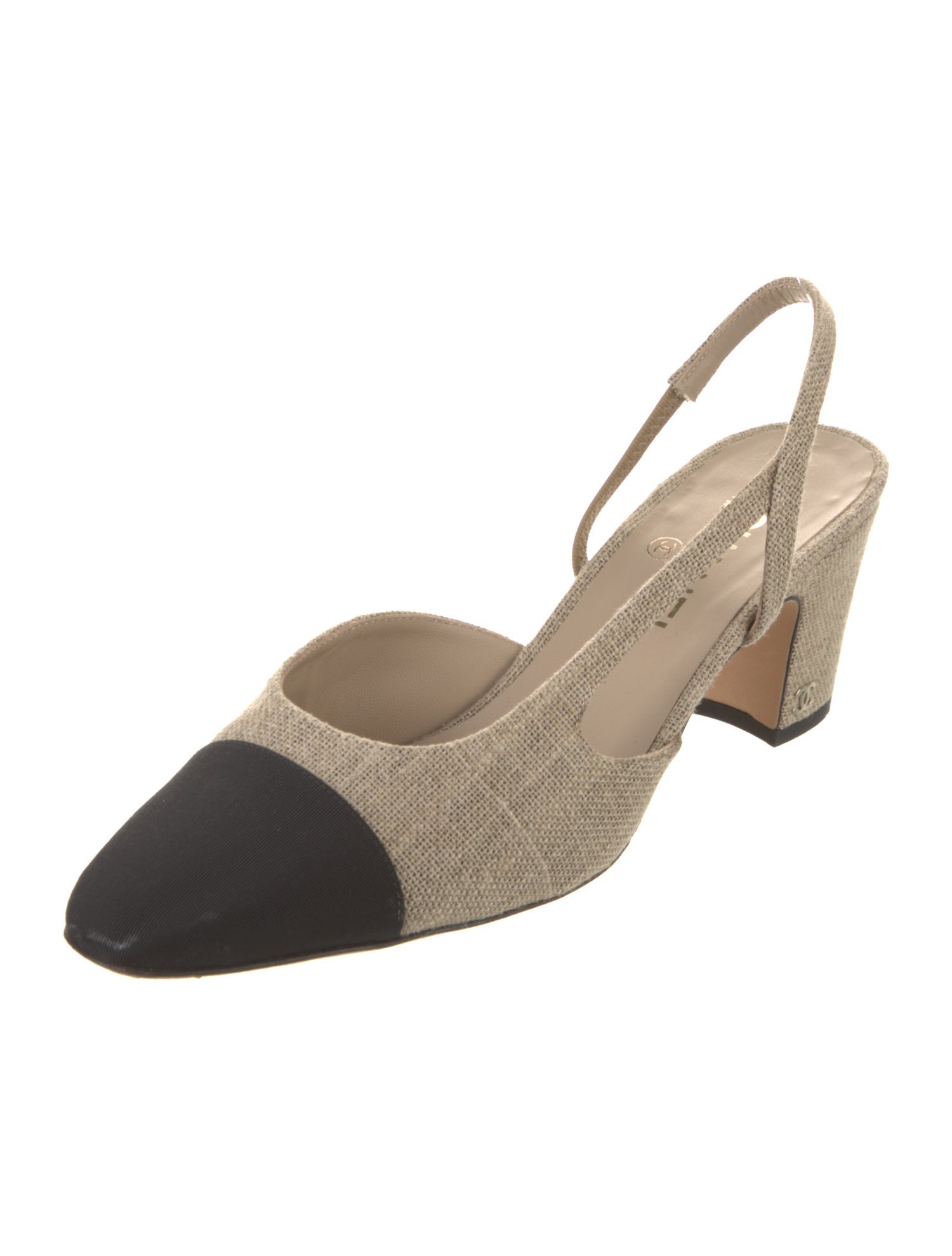 Chanel Interlocking CC Logo Canvas Slingback Pumps