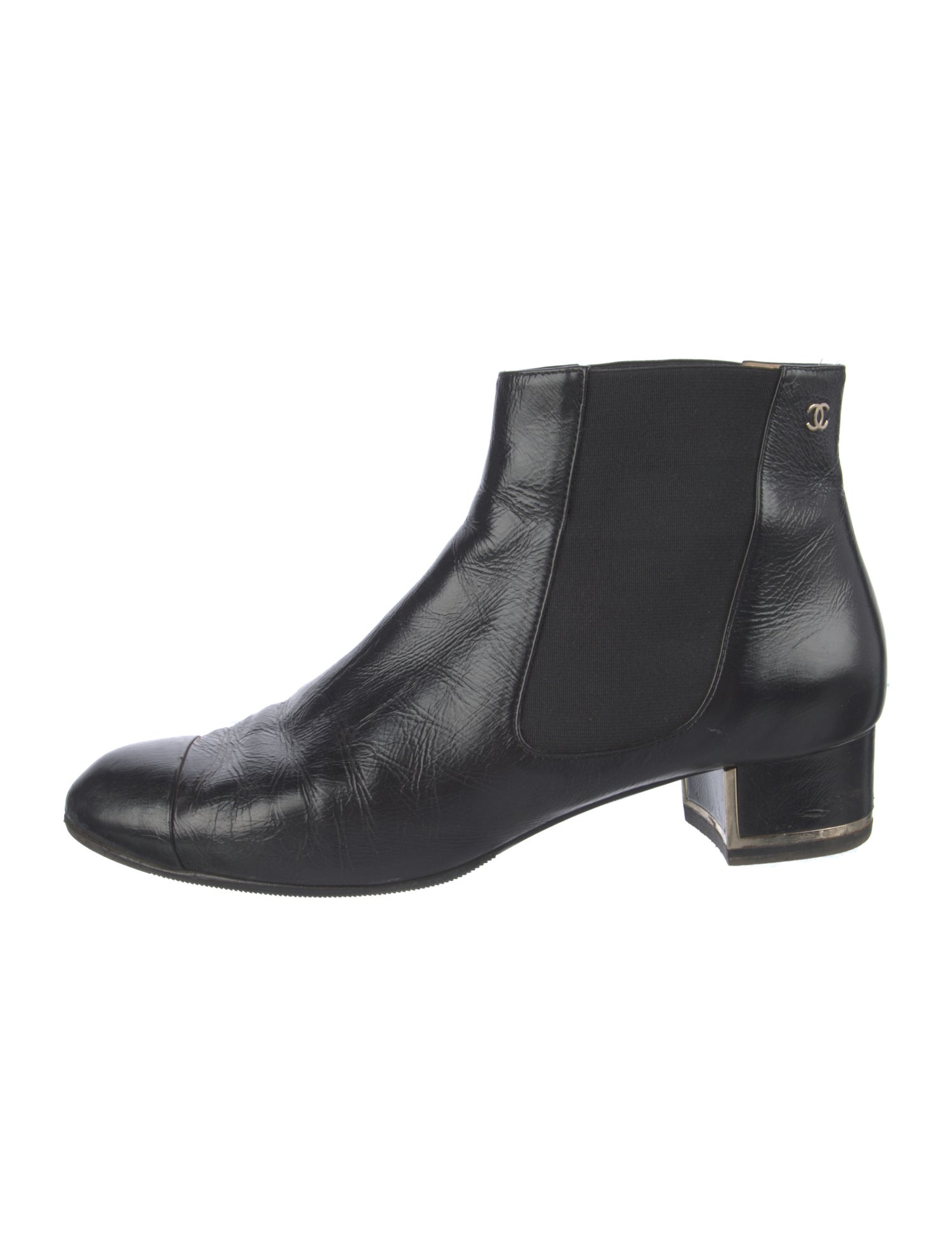 Chanel Interlocking CC Logo Leather Chelsea Boots