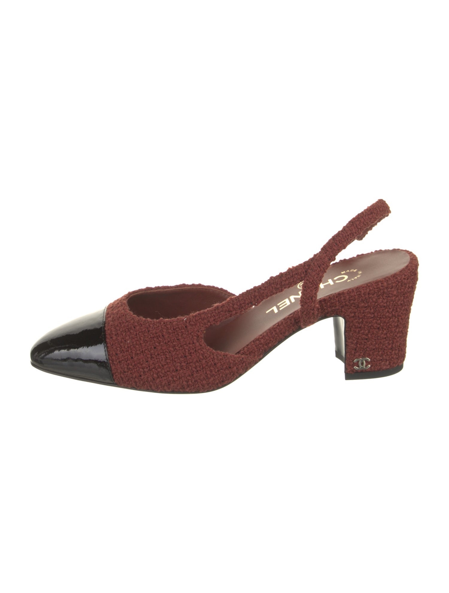 Chanel Interlocking CC Logo Tweed Slingback Pumps