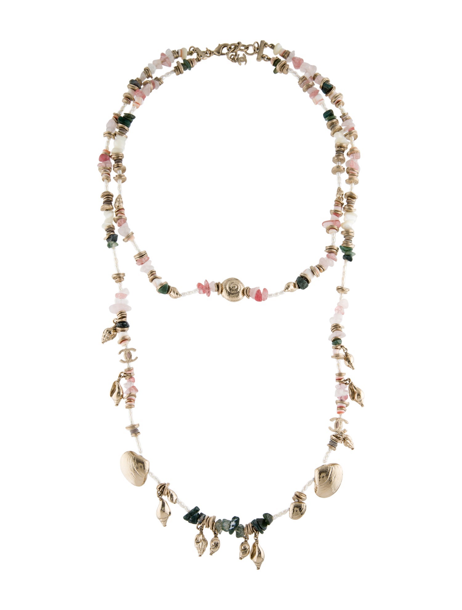 Chanel Pearl & Multistone Double Strand Charm Necklace