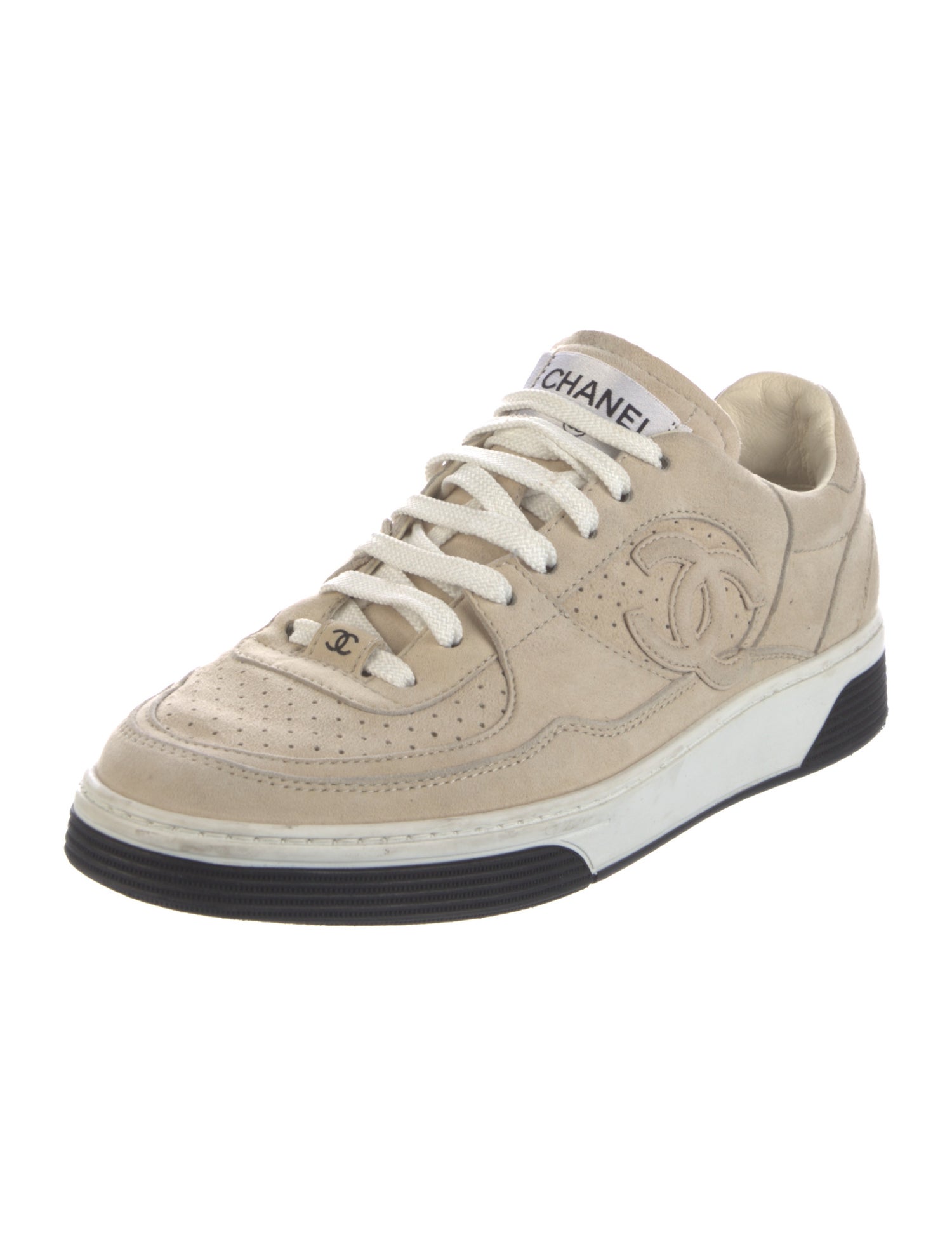 Chanel Interlocking CC Logo Suede Sneakers