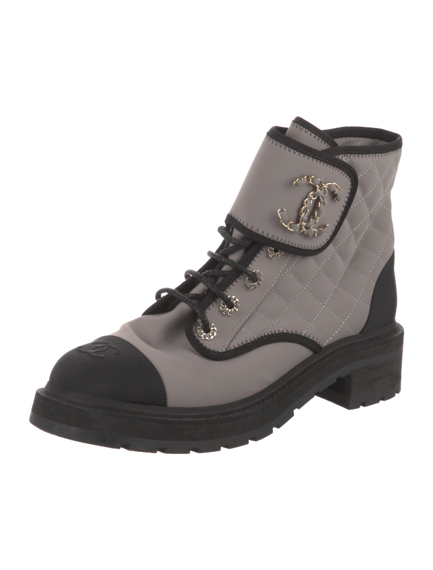 Chanel 2022 Interlocking CC Logo Combat Boots