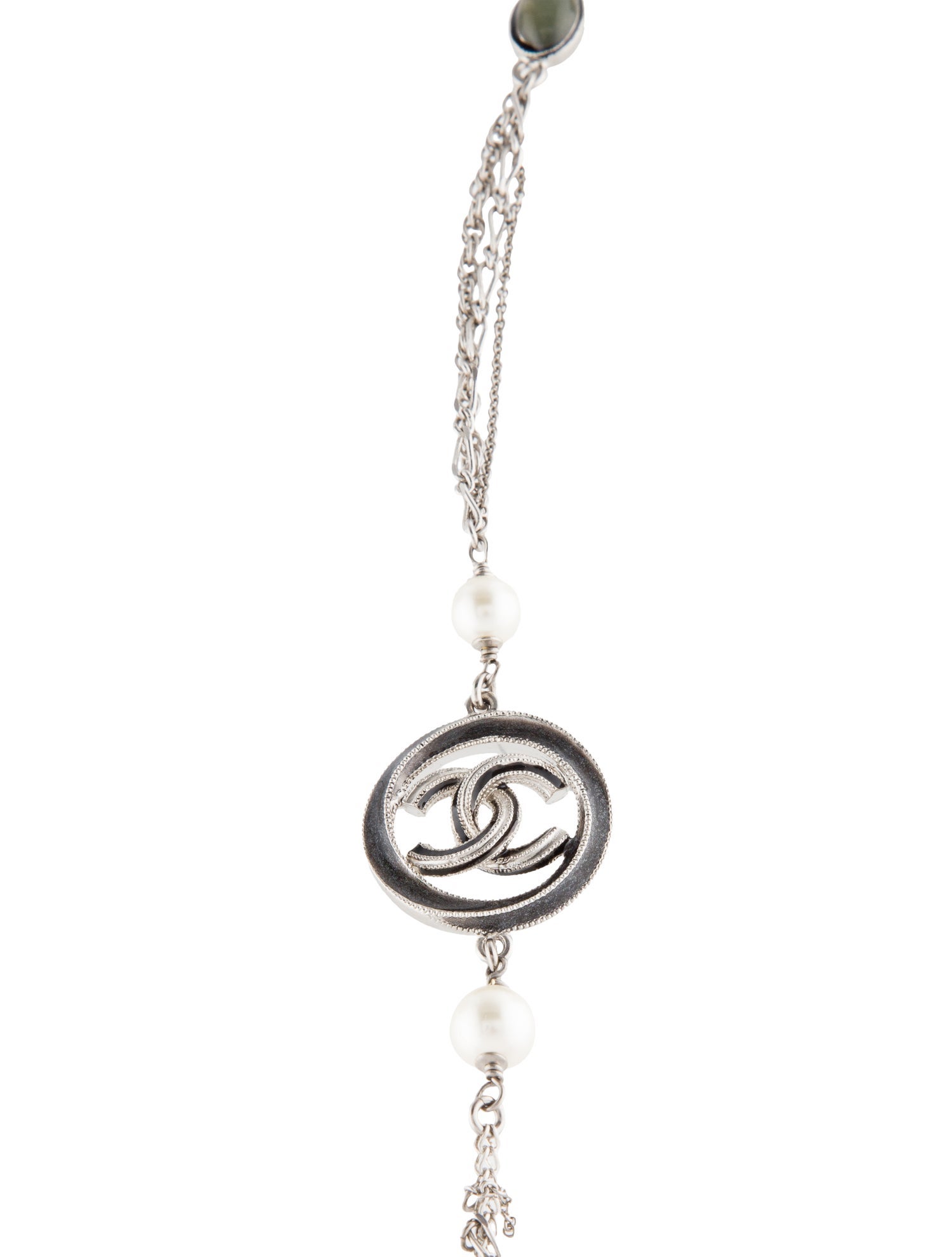 Chanel CC Embellished Faux Pearl & Resin Chain Necklace