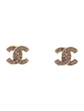 Chanel Strass CC Stud Earrings