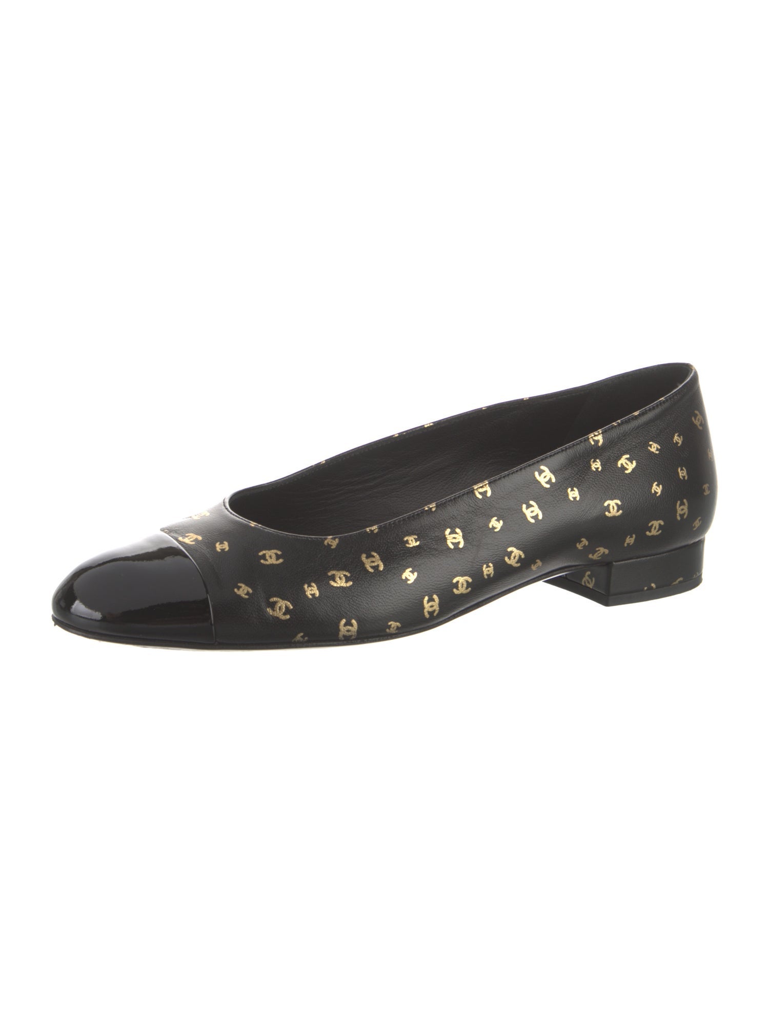Chanel Interlocking CC Logo Leather Flats