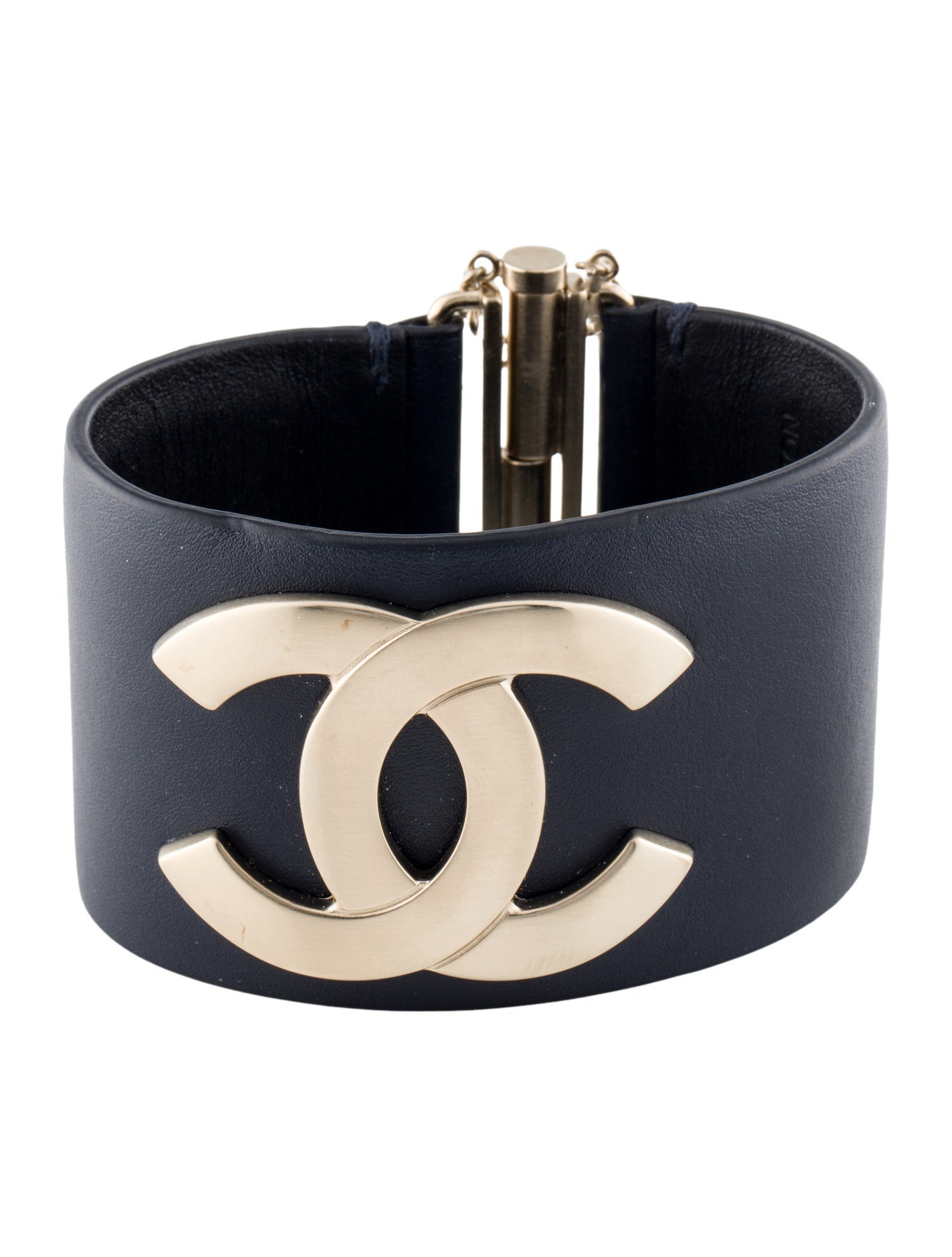 Chanel Leather CC Logo Cuff Bracelet