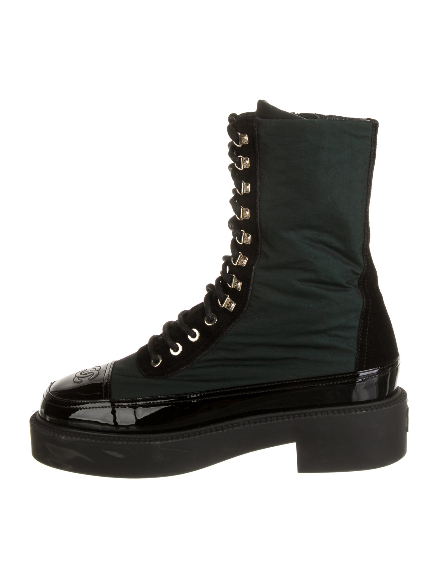 Chanel 2021 Interlocking CC Logo Combat Boots