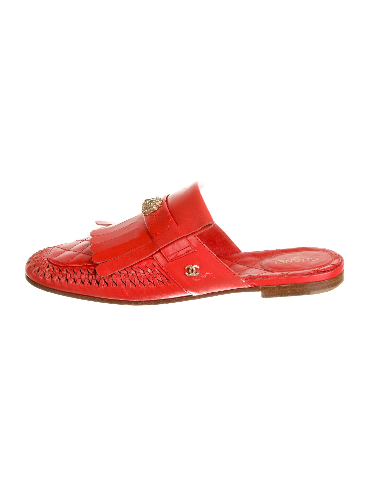 Chanel Interlocking CC Logo Leather Mules