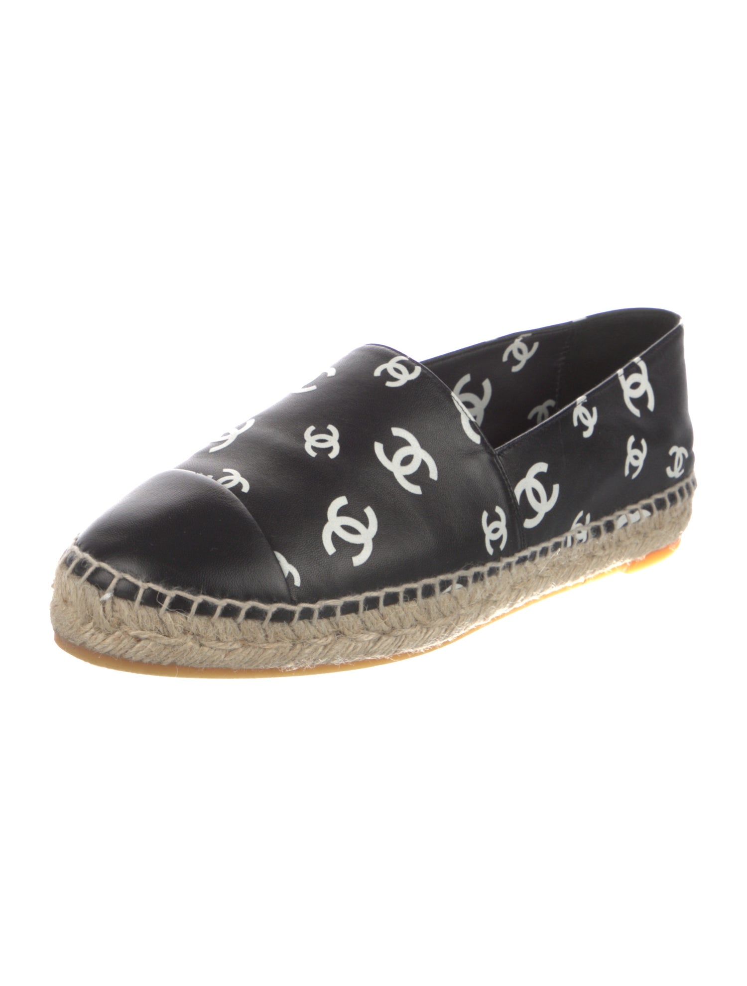 Chanel Interlocking CC Logo Leather Espadrilles