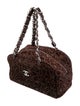 Chanel 2004 Suede Camellia Bowler Bag