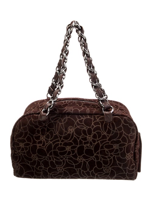 Chanel 2004 Suede Camellia Bowler Bag