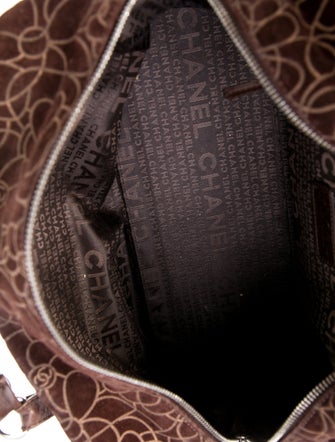 Chanel 2004 Suede Camellia Bowler Bag