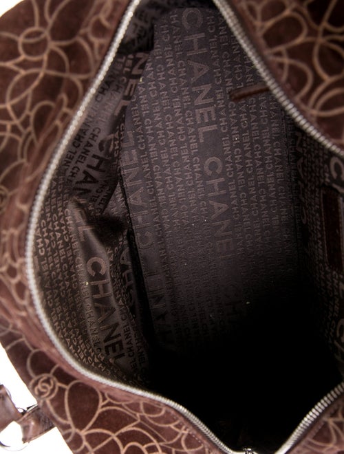 Chanel 2004 Suede Camellia Bowler Bag