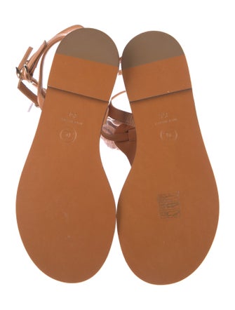 Chanel Interlocking CC Logo Leather T-Strap Sandals