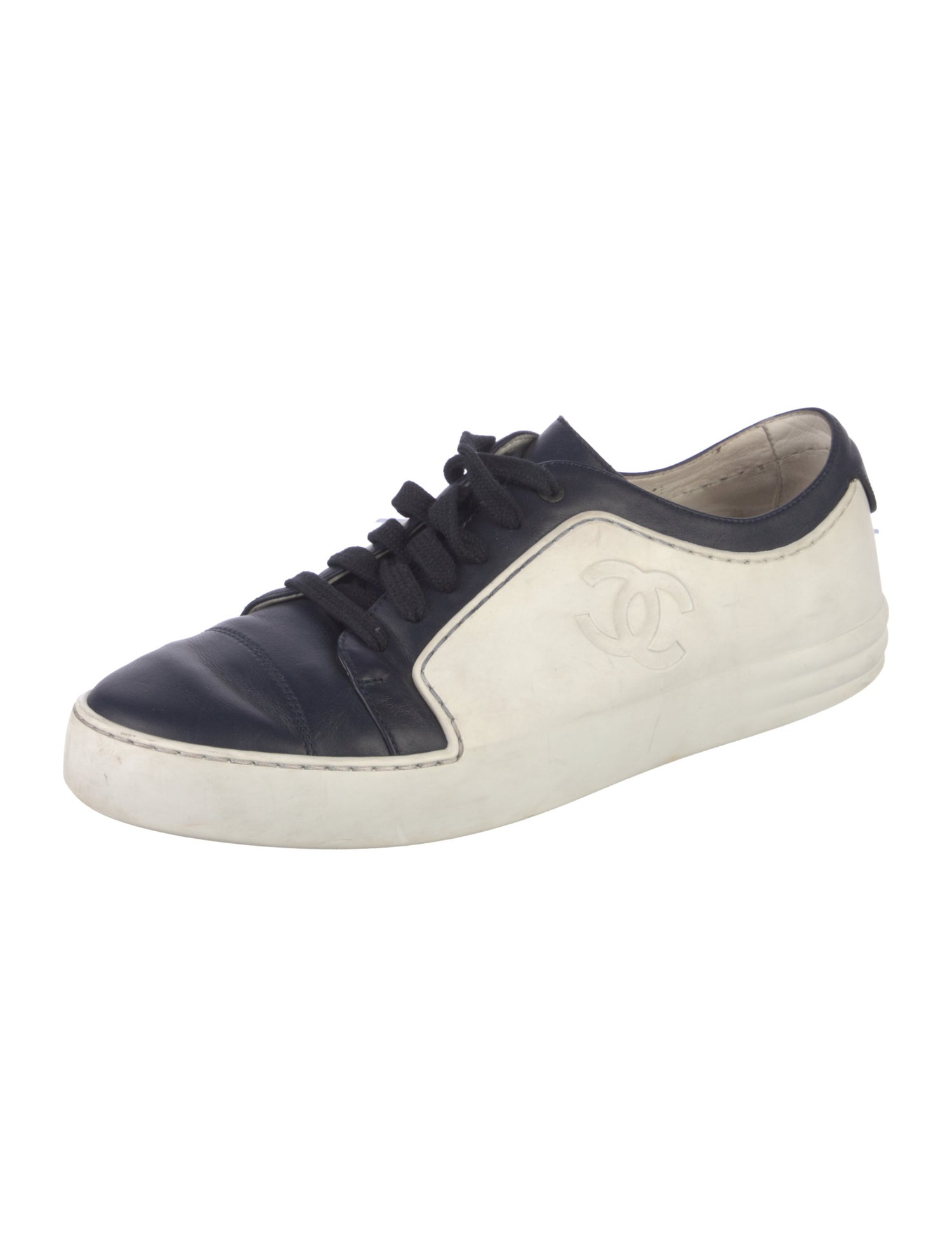 Chanel Interlocking CC Logo Leather Sneakers